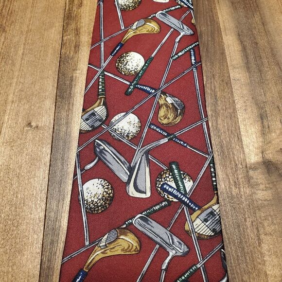 Ashford & Brooks London Golf Themed All Silk Men's Neck Tie - Picture 2 of 5